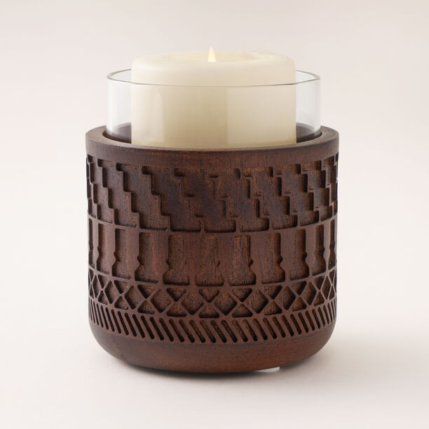 Homez Wooden Candle Holder Roshn Collection, 11*11*12.5Cm image number 1