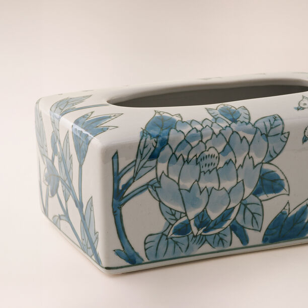 Homez blue and white ceramic tissue box 1*13*9 cm image number 2