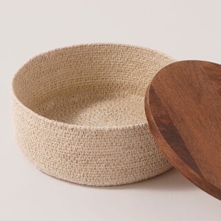 لاميسا علبة تقديم بعشب بحري مع غطاء خشب 18.5*18.5*7.5 سم