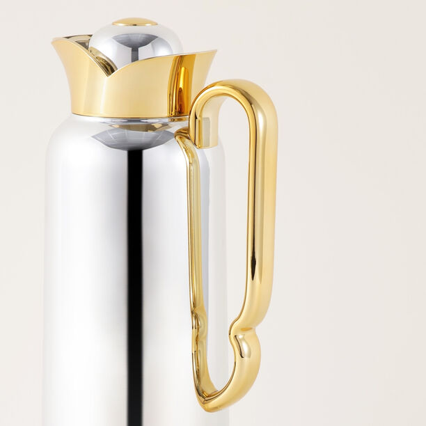 Dallaty Stainless Steel Thermos, White and Gold, 1L image number 4