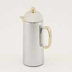 دلتي طقم دلة قطعتين ستانلس ستيل فضي لامع مع شامبين بسعة 1 لتر لكل قطعة image number 1