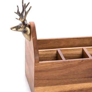 Acacia Wood Cutlery Holder 