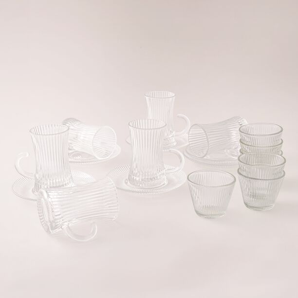 Dallaty clear glass with ine pattern tea and coffee set 18 pcs image number 7