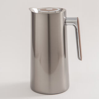 Dallaty 1L dark silver steel vacuum flask with wooden handle