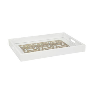 Wood Tray Pp 1Pc White Gold