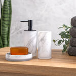 3 Piece Bath Accessories Set Glass Metal Elite Gray image number 4