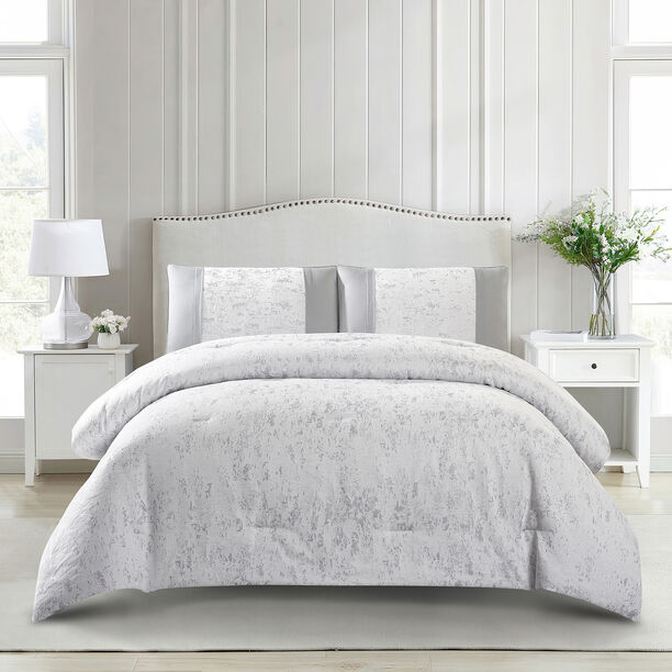 Boutique blanche 3pcs polyester comforter set king, grey 220*240cm image number 0