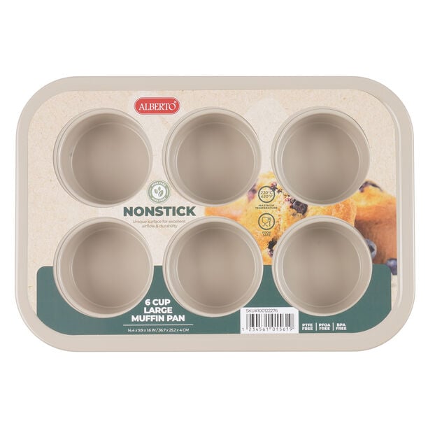Alberto Beige 6 Cup Large Muffin Pan 36.7*25.2*4 Cm image number 0