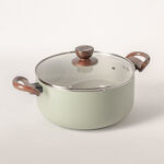 7 Pcs non stick cookware set with glass lid green image number 2