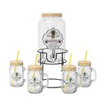 Alberto Glass Beverage Dispenser Set With 4 Pieces Mug V:3000+450Ml Pineapple Design image number 0