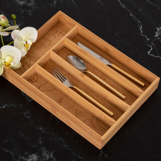 Alberto Bamboo Divided Cutlery Box