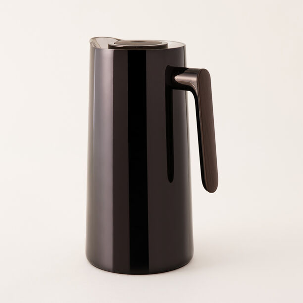 Dallaty 1L Black Steel Thermos With Wooden Handle image number 1