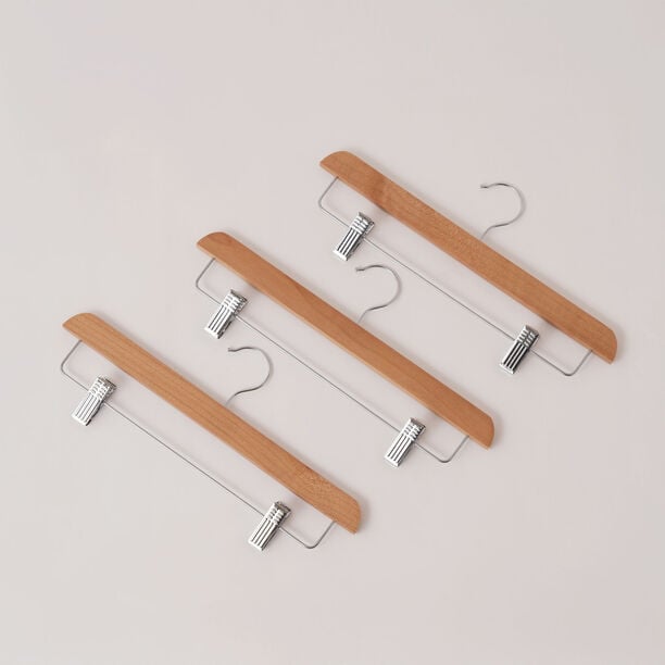 هومز علاق بنطلون 3 قطع خشبية، بيج 37*26*32 سم image number 0