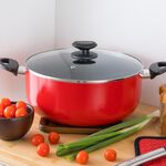 Betty Crocker Non Stick Stockpot With Glass Lid Red Color image number 2