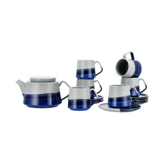 Grey and blue porcelain English tea cups set 13 pcs