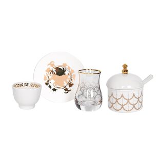 Lamesa Porcelain Tea And Coffee Set 21 Pieces Majestic White Gold