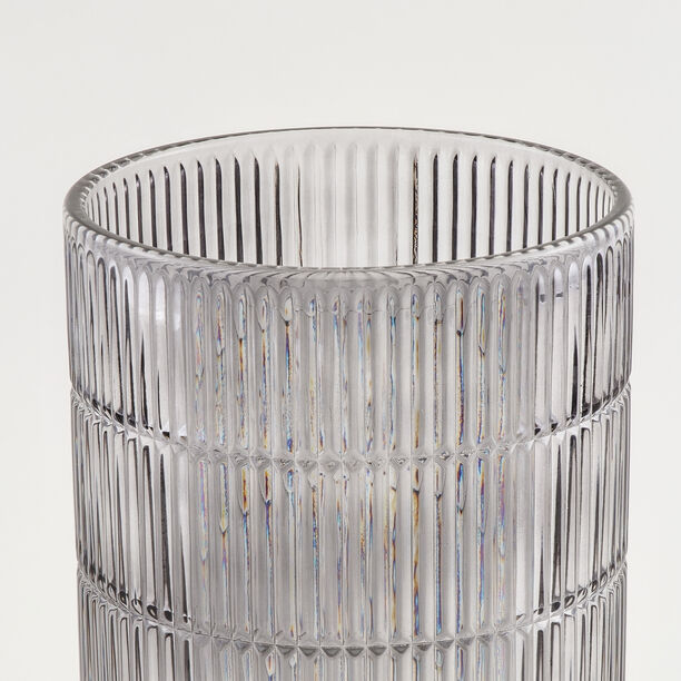 "Homez light grey ribbed glass waste bin 18*18*26 cm image number 2