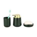 3 Pcs Stoneware Bath Set Green image number 2