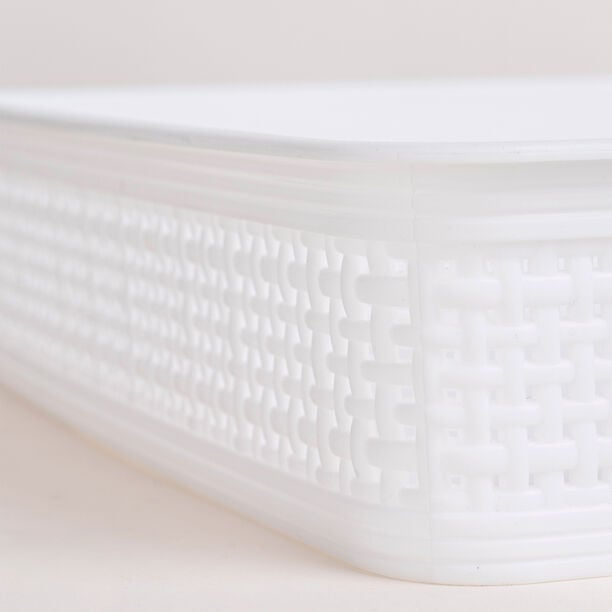 White plastic storage basket set 5 pcs image number 3