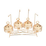 4 pieces Round Food Warmer Set With Candle Stand Gold 5" image number 4