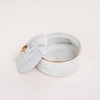 La Mesa blue gold marble date bowl with lid 13*9 cm
