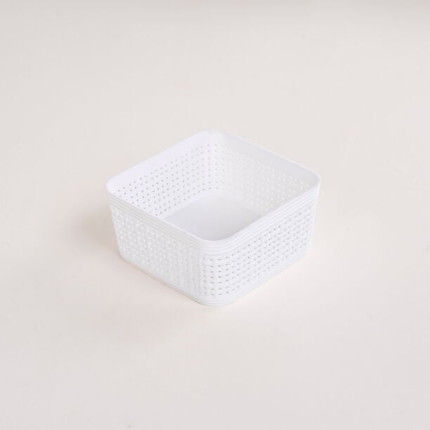 White plastic storage basket set 5 pcs image number 5