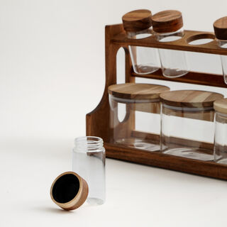 8 Pcs spices set with acacia wood stand