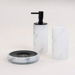 3 Piece Bath Accessories Set Glass Metal Elite Gray image number 0
