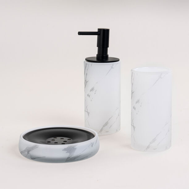 3 Piece Bath Accessories Set Glass Metal Elite Gray image number 0