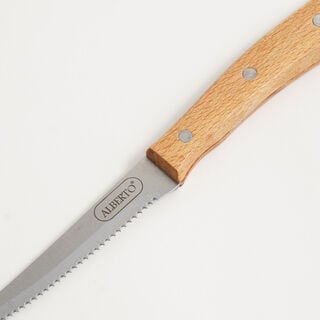 Alberto stainless steel steak knife 4.5" with wooden handle, brown