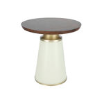 Side Table White Glass Base White Gold Brass Top 46*46 cm image number 2