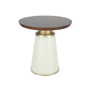 Side Table White Glass Base White Gold Brass Top 46*46 cm