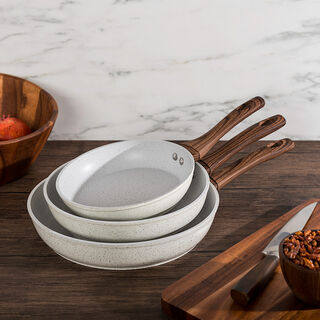 Alberto Forged Aluminum Frypan Set 3 Pieces Cream