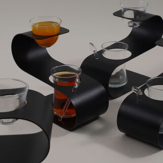 Dallaty glass coffee and tea cup set suitable for 6 people, black