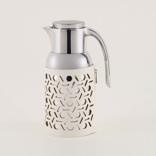 دلتي دلة ستانلس ستيل بلمسة جلد، بيج فاتح 1.3 لتر