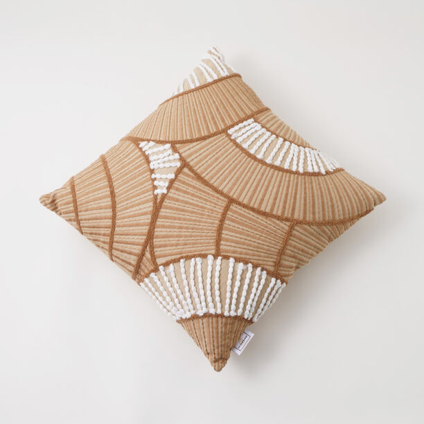 Boutique Blanche cotton cushion with thread embroidery 45*45*15cm, brown image number 1