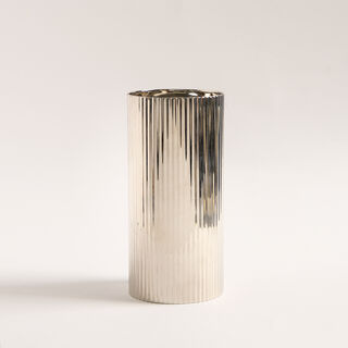 Mawaddah large cylindrical candle holder silver stainless steel Mawaddah collection 9*9*20 cm