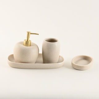 Homez 4Pcs Resin Bathroom Accessories Set In Beige