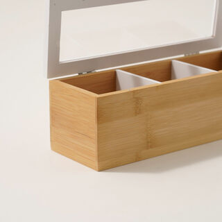 Dallaty bamboo tea box 3 sections, beige