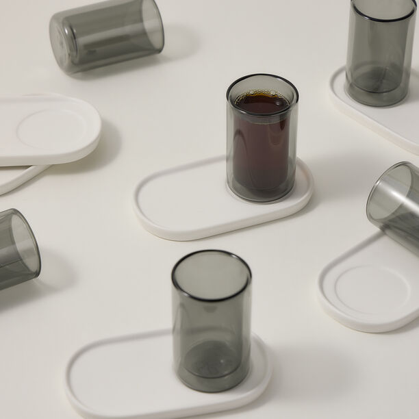 Dallaty white and black glass and porcelain tea cups set 12 pcs image number 3