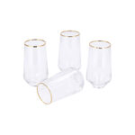 Set Of 4 Clear Ribbed Tumbler With Gold Rim image number 2