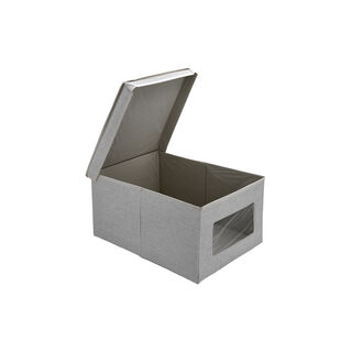 Fabric Storage Box With Lid & Transparent Side