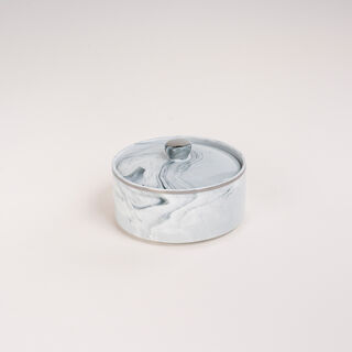 La Mesa blue silver marble date bowl with lid 13*9 cm