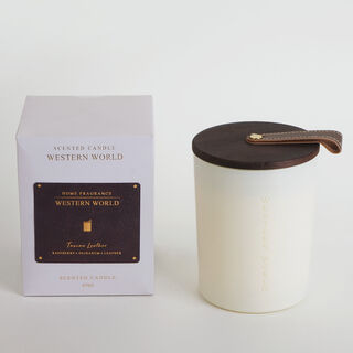 Homez tuscan leather scented candle in jar 470g