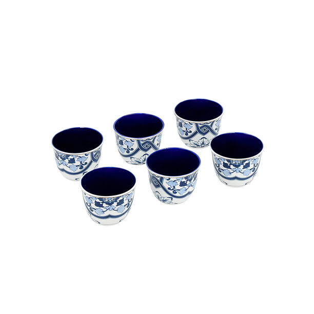  18 Pcs Arabic Tea and Coffee set porcelain dutone dark blue image number 2