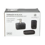 3 Pcs Polyresin Bath Set Terrazzo Black image number 2