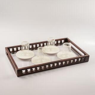 Dallaty Rectangular Serving Tray Roshn Collection, Brown 50*30*4Cm