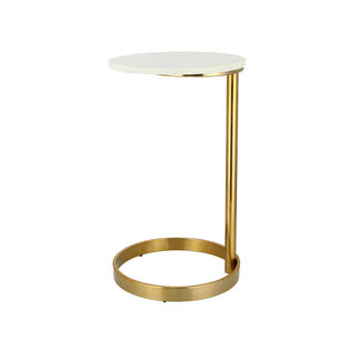 Marble Side Table Sofa Gold And White