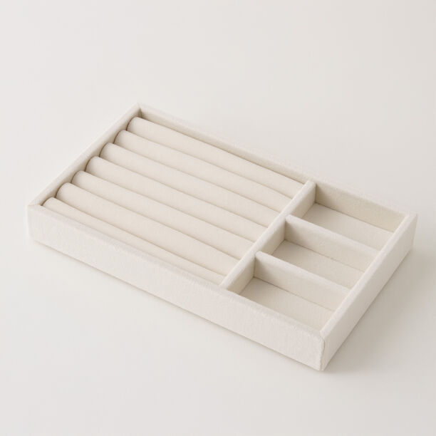 Homez beige velvet jewelry organizer 4 divisions 21*12.5*2.6cm image number 2