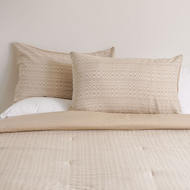 Boutique blanche tiles cotton tencel 3pc comforter set queen 240*200cm, beige image number 1